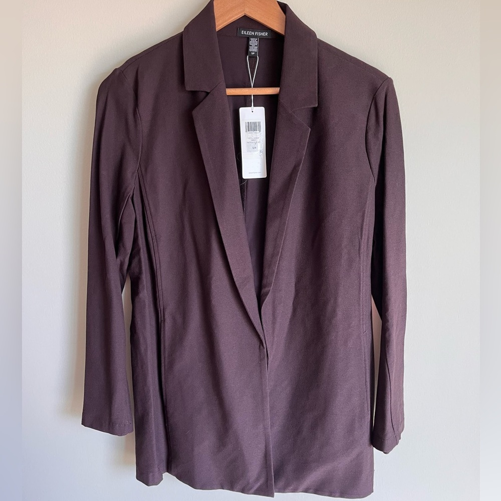 Eileen Fisher NEW Women's Washable Stretch Crepe Notch Collar Jacket Size Small
